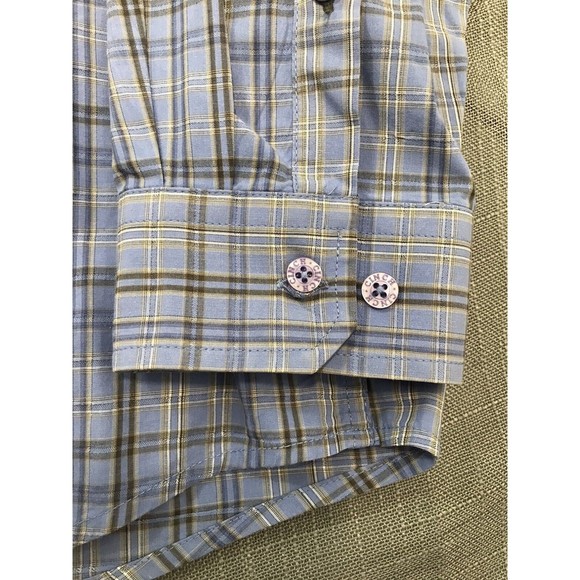 Cinch Mens Size Medium  Long Sleeve Button Down Plaid Shirt Green/blue - Picture 8 of 9
